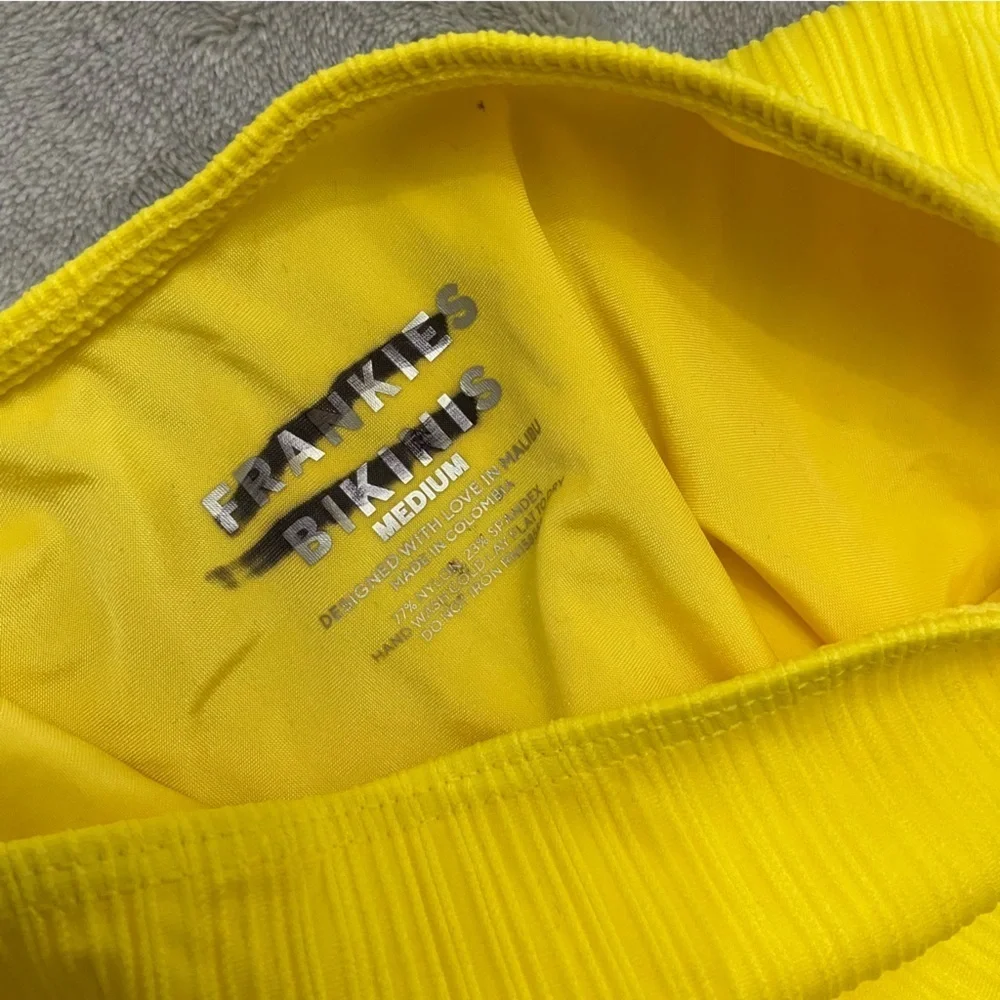 New! Frankie’s bikinis plisse cheeky bottoms Pina colada yellow 24397